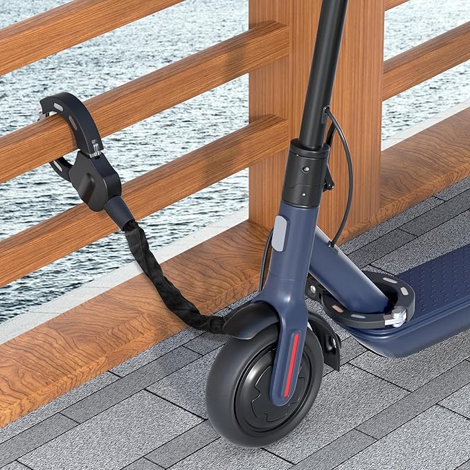 Electric Scooter Lock, Heavy Duty Anti Theft Chain Lock with Key, Accessories for Bike, E-Bike, Bicycle, Motorcycle, Scooter, Made of Zinc Alloy, Anti-Shear, Anti-Rust, 36 x 4.6 Inch, Black