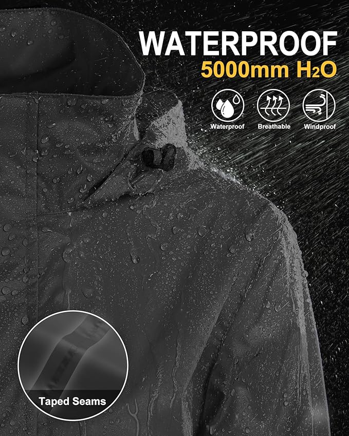 33,000ft Women's Rain Jacket Waterproof Lightweight Packable Raincoat with Hood for Golf Hiking Travel Windbreaker