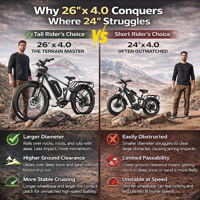 Apex 50 Electric Bike Dual Motor for Adults (CA Immediate-De'livery) 52V 25AH/48V 25AH, 26" Fat Tires Full Suspension 35MPH/100Mile, Hydraulic Brake