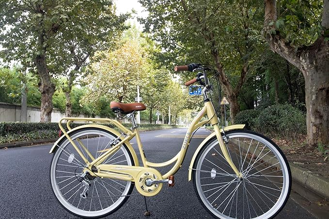 ZUKKA Beach Cruiser Bike for Women 24/26 Inch Ladies Bike 7 Speed Complete Cruiser Bikes with Dual V-Brake and Adjustable Seat, Adult City Bike for Women, Men, Multiple Colors
