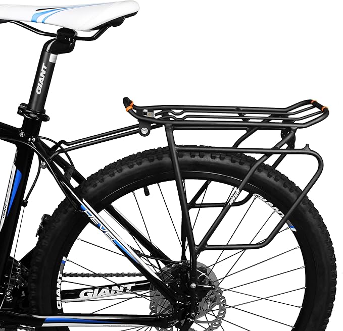 Ibera PakRak Touring Bicycle Seatpost/Disc/Non/Disc Rack and Quick Release Bag (Disc Brake Rack + Trunk Bag with Expandable Panniers)