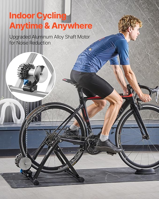 VEVOR Bike Trainer, 26-29 Inch & 700C Wheels, Foldable Fluid Bicycle Stationary Trainer Stand for Indoor Exercise Riding with Quick Release Skewer & Front Wheel Riser Block, Fits Road Bikes, Black