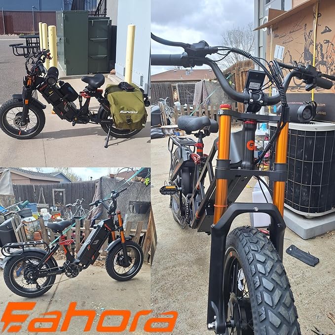 eAhora Juliet Pro 2 Electric Bike for Adult, Dual Motor | 5200W/1200W | 43/31 Mph | 70Ah/60Ah 200 Miles Long Range | 20" Fat Tire | for Commute | Delivery | Women