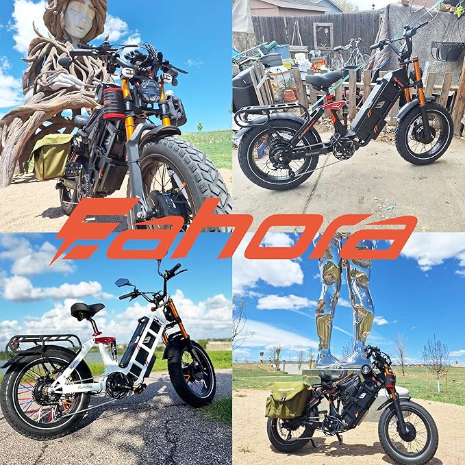 2025 eAhora Juliet Pro 2 5400W/1200W 43/34MPH Dual Motor | 60V 70Ah/52V 60Ah 200-220+Miles Long Range Ebike for Delivery and Commuting | 20'' Fat Tire Full Suspension Electric Bike for Adults