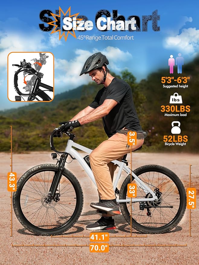 M200 Electric Bike for Adults – 21-Speed Gear 27.5" Mountain E-Bike, 1200W Peak Brushless Motor 28MPH, 48V 10.4Ah&13Ah Removable Battery, Up to 55-65 Miles Range, Step Over Commuter E-MTB, NFC Unlock