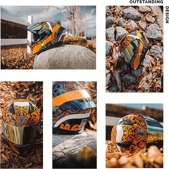 HAX Obsidian Full Face Dual Visor Adult Motorcycle Helmet for Motorbike Street Bike with Pinlock Ready DOT Approved HUICHIOL S