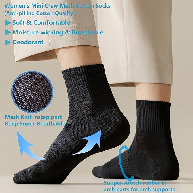 MAGIARTE Womens Mini Crew Ankle Socks Athletic Casual Cotton Socks for Women
