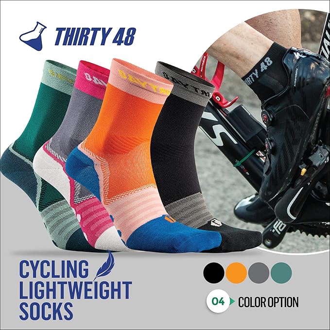 Thirty48 Cycling Socks with S.Café Fabric, Odor Resistant, UV Protection, Quick Drying
