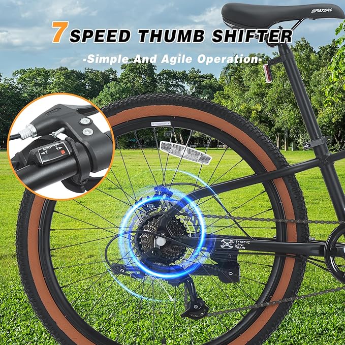 SPATIAL Mountain Bike, 20/24/26/27.5/29 inch Outdoor Cycling Bike,21/8 Speed Lightweight Aluminum Frame | Dual Disc Brakes,Adjustable Ergonomic Seat for Men Women Adult Teens