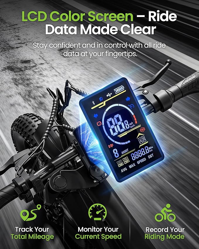 ADISTAR 16” Electric Bike for Adults/Teens, Peak 1500W & 65 Miles Long Range, 48V 15.6Ah Battery, Up to 28Mph, Full Suspension Fat Tire All-Terrain eBike on Mountains,Snow,Sand