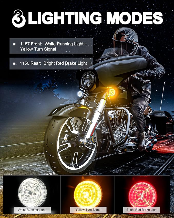 New Upgrade 2 Inch 1157 Front 1156 Rear LED Turn Signal Light Kit Compatible with Dyna Sportster Softail Road Street Glide Road King Cruiser Turing 1986-2023 (4PCS)