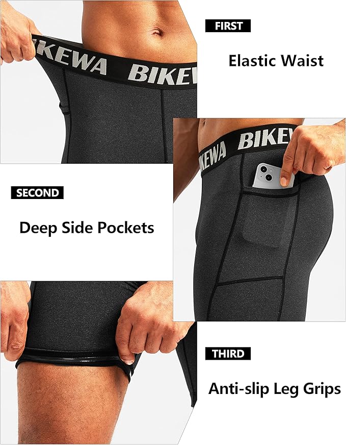 Men's 4D Padded Bike Shorts Cycling Underwear Biking Bicycle Padding Shorts for Men Side Pockets