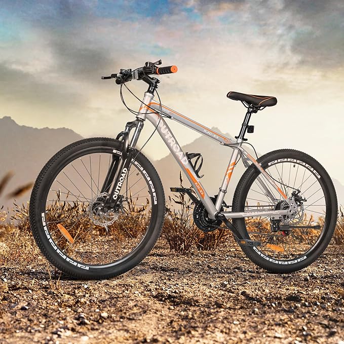 Outroad 26 Inch Mountain Bike, 7/21-Speed/High-Carbon Steel/Aviation Grade Frame, Dual Disc/V Brake, Adjustable Ergonomic Seat Bicycle for Men Women Adult, Quick Assembly in 20 Minutes