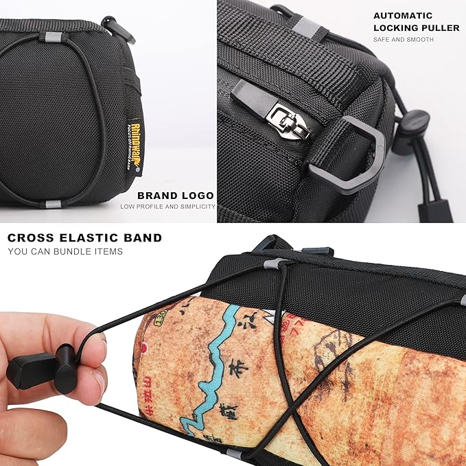 Rhinowalk Bike Handlebar Bag, Bicycle Front Bag Shoulder Bag Storage Bag with Shoulder Strap for Road Mountain Bike Cycling Travel