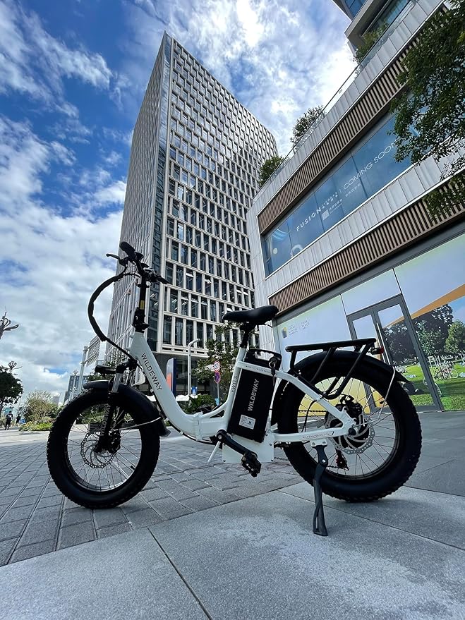 Wildeway Folding Electric Bike for Adults with 32Ah Battery Long Range 750W Motor 28MPH, 20"x 3.0"Fat Tire Foldable EBike, Urban City Commuter Men Women Bicycle 7 Speed Gear