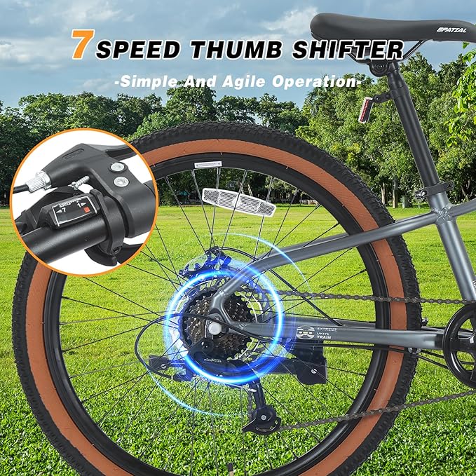 SPATIAL Mountain Bike, 20/24/26/27.5/29 inch Outdoor Cycling Bike,21/8 Speed Lightweight Aluminum Frame | Dual Disc Brakes,Adjustable Ergonomic Seat for Men Women Adult Teens