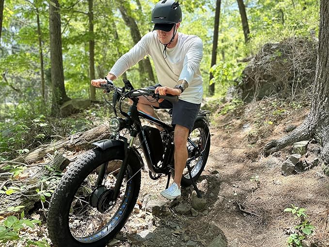 6000W Electric Bike for Adults, 52V 32AH Dual Motor E-Bike, Up to 100Mile & 45MPH All-Terrain Fat Tires Full Suspension 24/26 Inch Electric Bicycles Hydraulic Disc Brake for Road UL2849 by SGS