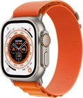 Apple Watch Ultra [GPS + Cellular 49mm] Titanium Case with Orange Alpine Loop, Medium (Renewed)