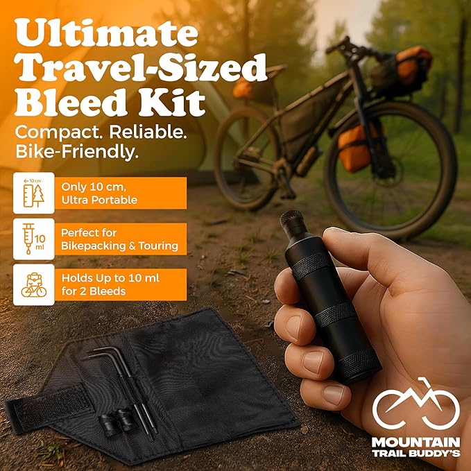Mountain Trail Buddy's Brake Buddy Hydraulic Brake Bleed Kit | Portable Bleed resevoire, Universal Bleed Kit. Shimano Sram Tektro - Leak Proof Bike Bleeding Kit with Tools & Adapters (Black)