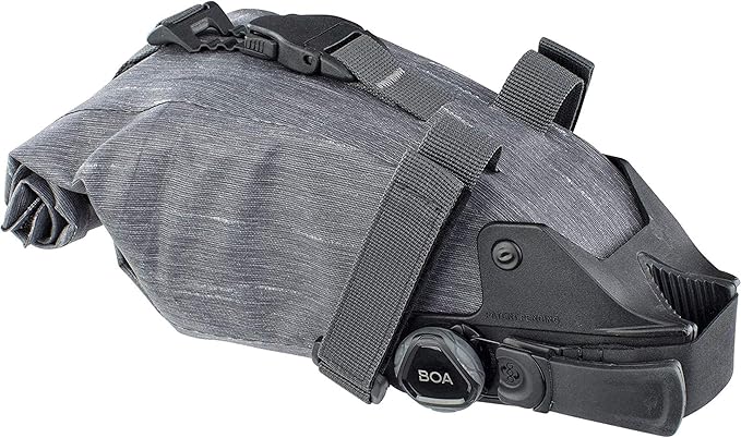 EVOC SEAT BAG TOUR saddle bag, Bicycle frame bag for more storage space on the seat post (size: M, 0.7 L storage space, abrasion-resistant, water-repellent, Hypalon reinforcement), Carbon Grey