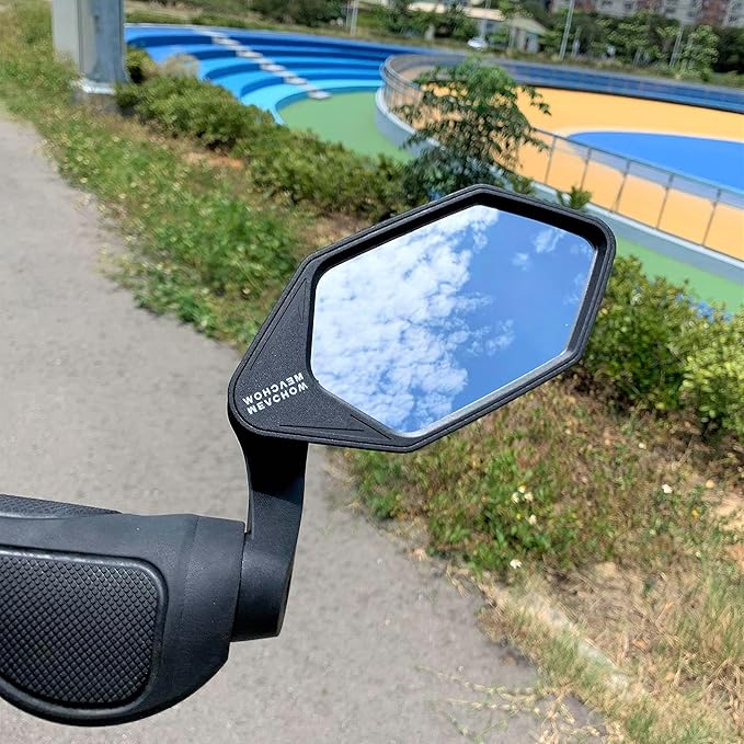 MEACHOW New Bar End Bike Mirror, Crystal UHD Automotive Grade Glass Lens E-Bike Mirrors, Scratch Resistant, Safe Rearview Mirrors, (Silver Right Side) ME-022RS