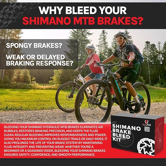BleedZone Shimano Brake Bleed Kit with Mineral Oil - Hydraulic Brake Bleed Kit for Shimano Disc Brakes, Bike Brake Bleeder Kit, MTB Brake Bleed Kit, and Mineral Oil Brake Maintenance