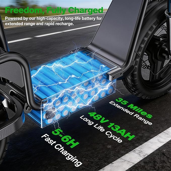 Electric Scooter Adults, 1300W/900W Peak Motor, Electric Scooter with Seat, 48V 13Ah/10.4Ah Battery, 14" Tires, 35/28 Miles Range, 20 MPH, 330 LBS Load, Dual Braking