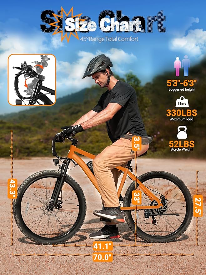 M200 Electric Bike for Adults – 21-Speed Gear 27.5" Mountain E-Bike, 1200W Peak Brushless Motor 28MPH, 48V 10.4Ah&13Ah Removable Battery, Up to 55-65 Miles Range, Step Over Commuter E-MTB, NFC Unlock