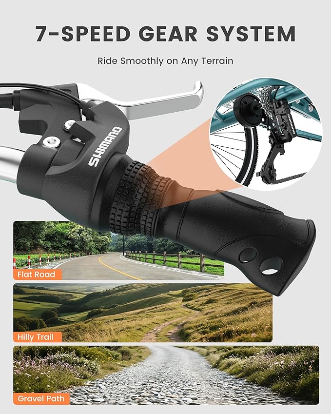 Slsy Adult Folding Tricycles, 7 Speed Folding Adult Trikes, 20 24 26 Inch 3 Wheel Bikes with Low Step-Through, Foldable Tricycle for Adults, Women, Men, Seniors