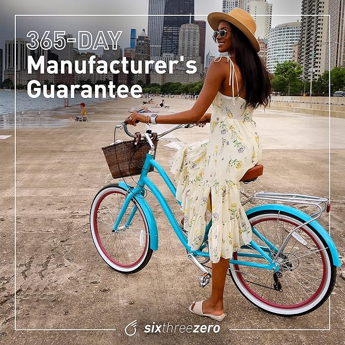 sixthreezero EVRYjourney Women's Steel Beach Cruiser Bike, Hybrid Bicycle, Step Through Frame with Rear Rack and Fenders, 26-Inch Wheels, Multiple Speed Options and Colors