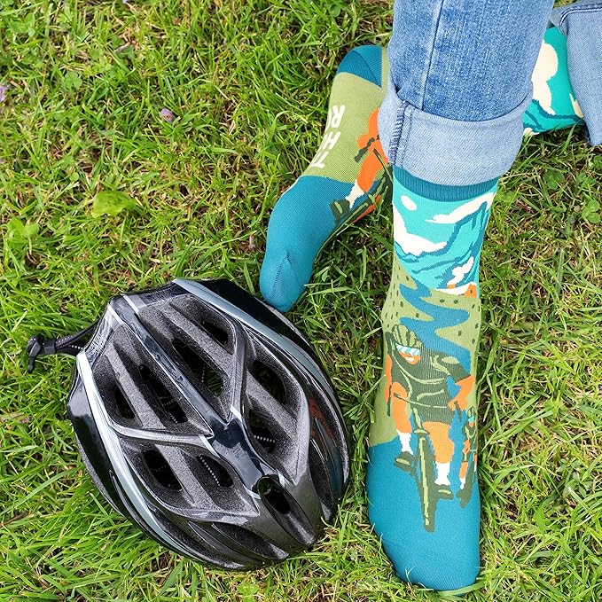 Lavley Bike Socks - Gifts for cyclists and mountain bikers - Fun holiday or birthday gift - Great stocking stuffer