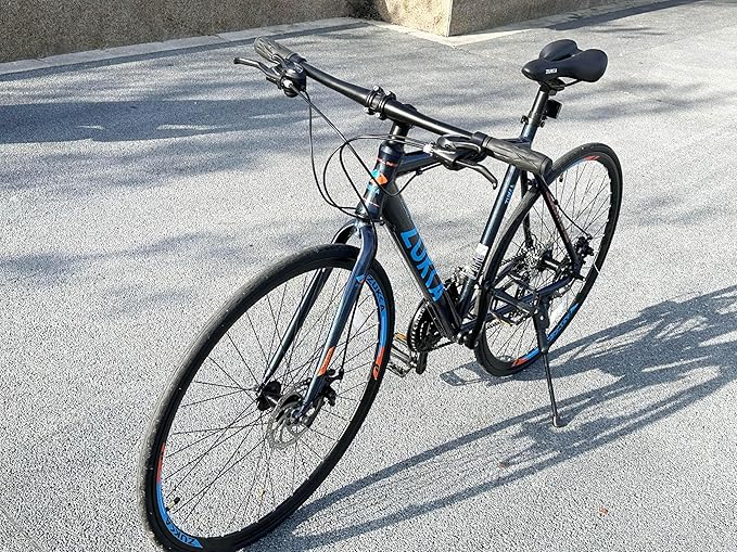 MEGHNA Road Bike 700C Wheels 3x8 / 24 Speed Dual Disc Brake Road Bike Flat Handlebar Hybrid Bike Commuter Bike for Women Men Junior Senior