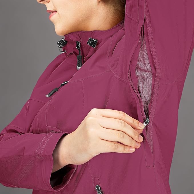 33,000ft Packable Rain Jacket Women Lightweight Waterproof Raincoat with Hood Cycling Bike Jacket Windbreaker