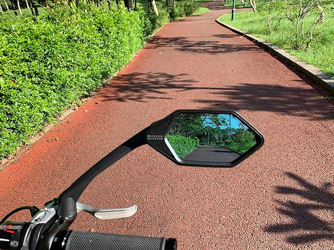 MEACHOW New Scratch Resistant Glass Lens,Handlebar Bike Mirror, Rotatable Safe Rearview Mirror, Bicycle Mirror,ME-007