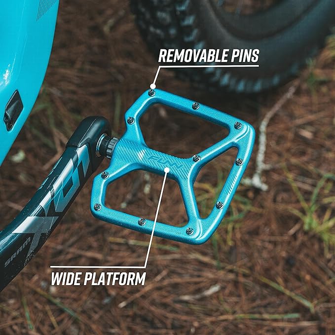 Funn Python Flat Bike Pedals - Wide Platform Bicycle Pedals for BMX/MTB Mountain Bike, 9/16-inch CrMo Axle