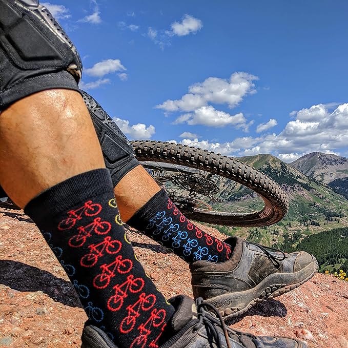 Lavley Bike Socks - Gifts for cyclists and mountain bikers - Fun holiday or birthday gift - Great stocking stuffer