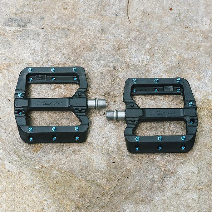 Funn Black Magic Plastic Flat Mountain Bike Pedal Set - Lightweight Wide Platform Bicycle Pedals for Stability, 9/16-inch CrMo Axle Bike Pedals for MTB/BMX/Urban/Gravel Riding